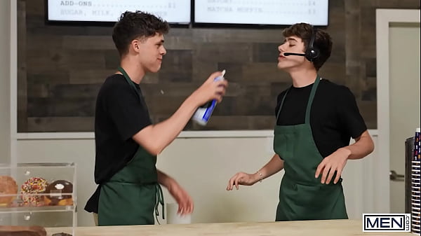 Slutty Barista Joey Mills Rides Brogan'_s Hard Dick Till He Cums And Takes A Hot Cream In His Mouth - MEN