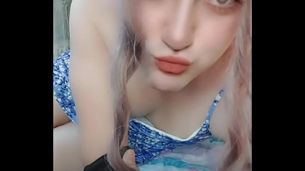 Boy to girl shemale blue skirt white legs