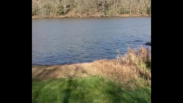 exhib and handjob by a lake